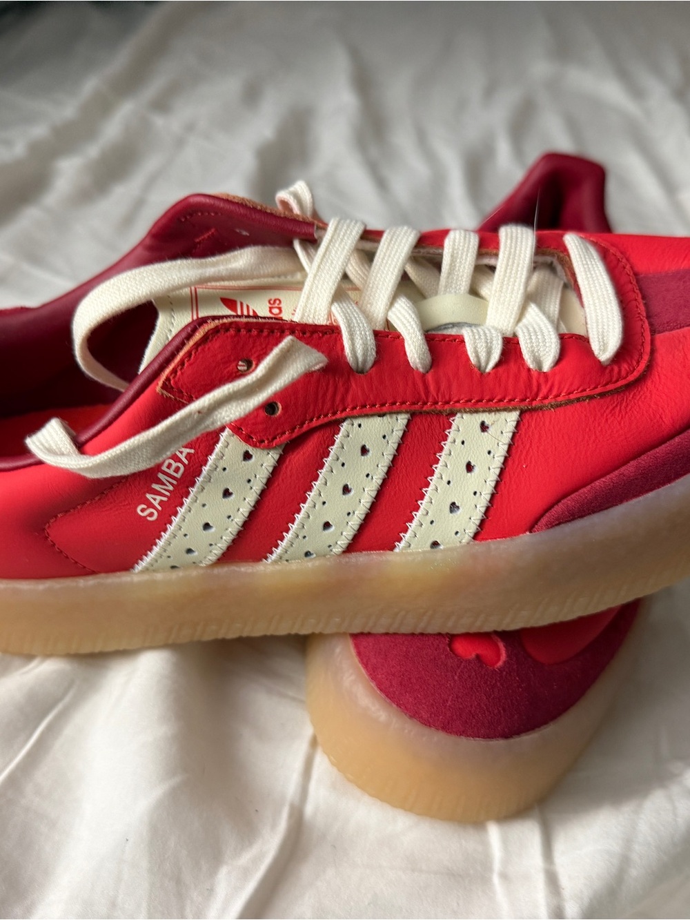 NWOT adidas Samba Shoes - Red with White Stripes